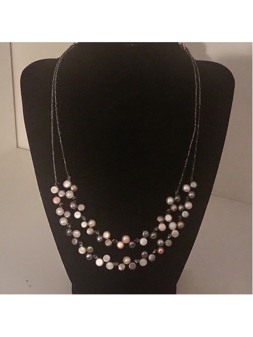 Lia Sophia Pearl & gemstone double strand necklace Euc